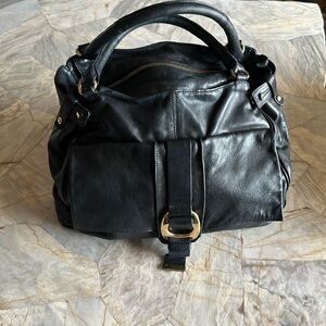 Kooba Black Shoulder Bag with Slouchy Shape and Gold-Toned Buckle